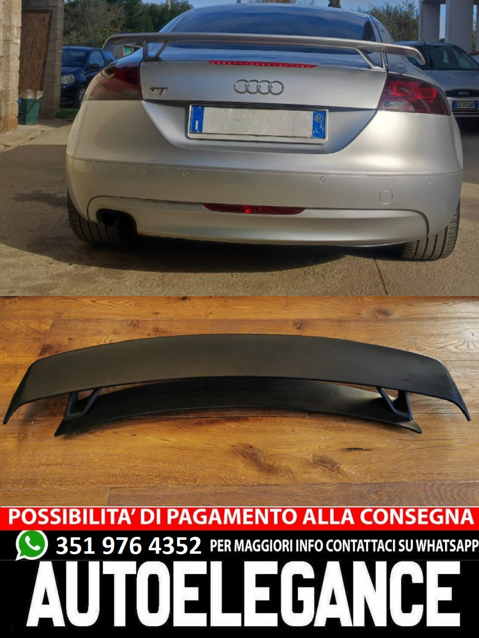 SPOILER POSTERIORE ADATTO PER AUDI TT 8J 2008-2016 LOOK TTRS DESIGN GREZZO