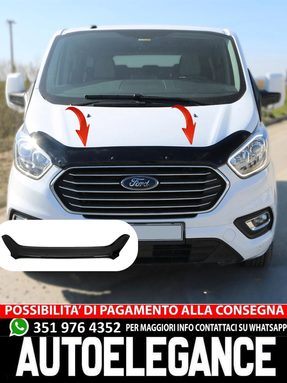 Protezione Cofano adatti per FORD Transit Custom MK1 Facelift 2018+