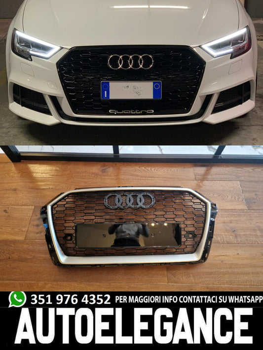 GRIGLIA ANTERIORE AUDI A3 8V 2016-2019 CALANDRA RS3 NIDO D'APE BORDO SATINATA ..