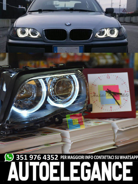 Bmw e46 angel eyes white led headlights sedan + station wagon 01-05 