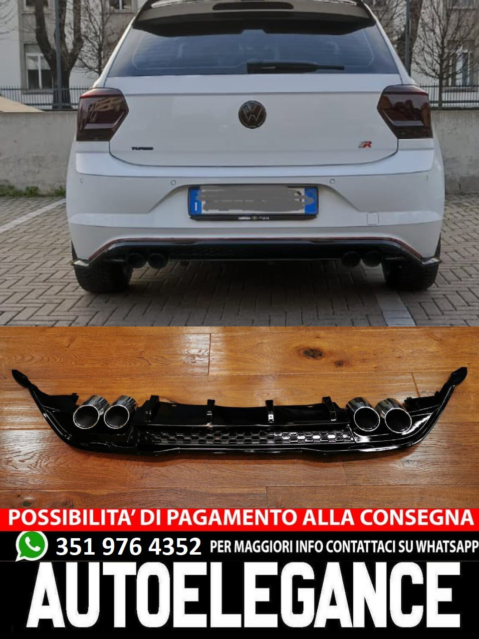 DIFFUSER SUITABLE FOR VW POLO AW1 2017+ GTI LOOK BLACK (WITH TERMINALS) 