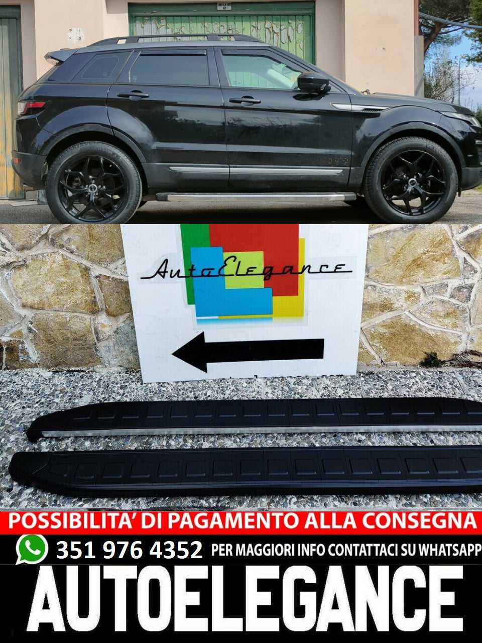RUNNING BOARDS SUITABLE FOR RANGE ROVER EVOQUE L538 2011-2018 BLACK LOOK + BRACKETS