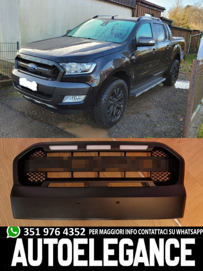 GRIGLIA ADATTA PER FORD RANGER T6 2015-2018 NERO OPACA + LED LOOK SPORTIVO