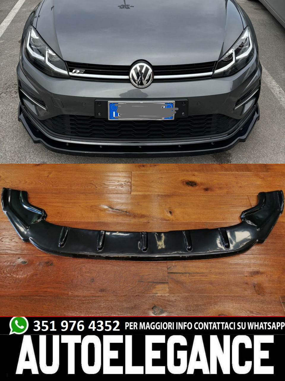SPLITTER ADATTO PER VW GOLF 7 RLINE 2012-2016 LOOK NERO DESIGN SPORTIVO