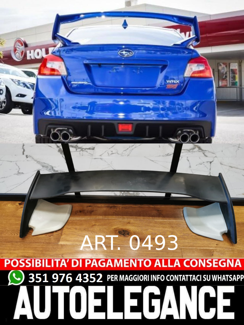 SPOILER BAGAGLIAIO ADATTO PER SUBARU IMPREZA WRX 2015-2021 LOOK STI GREZZO
