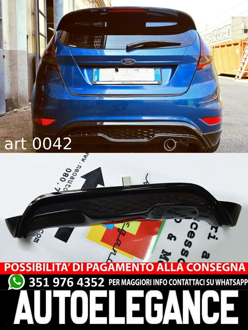 DIFFUSORE ADATTO PER FORD FIESTA FIESTA MK7 2008-2017 LOOK ST GREZZO