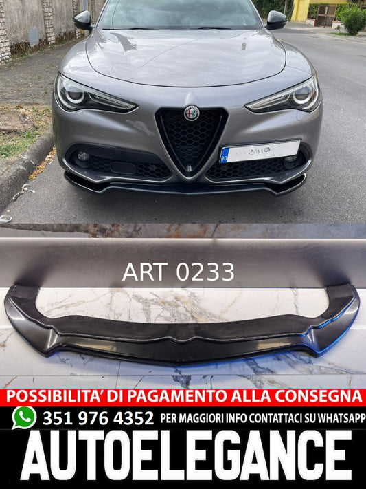 SPLITTER PARAURTI ANTERIORE ADATTO PER ALFA ROMEO STELVIO NERO LUCIDO LOOK RS