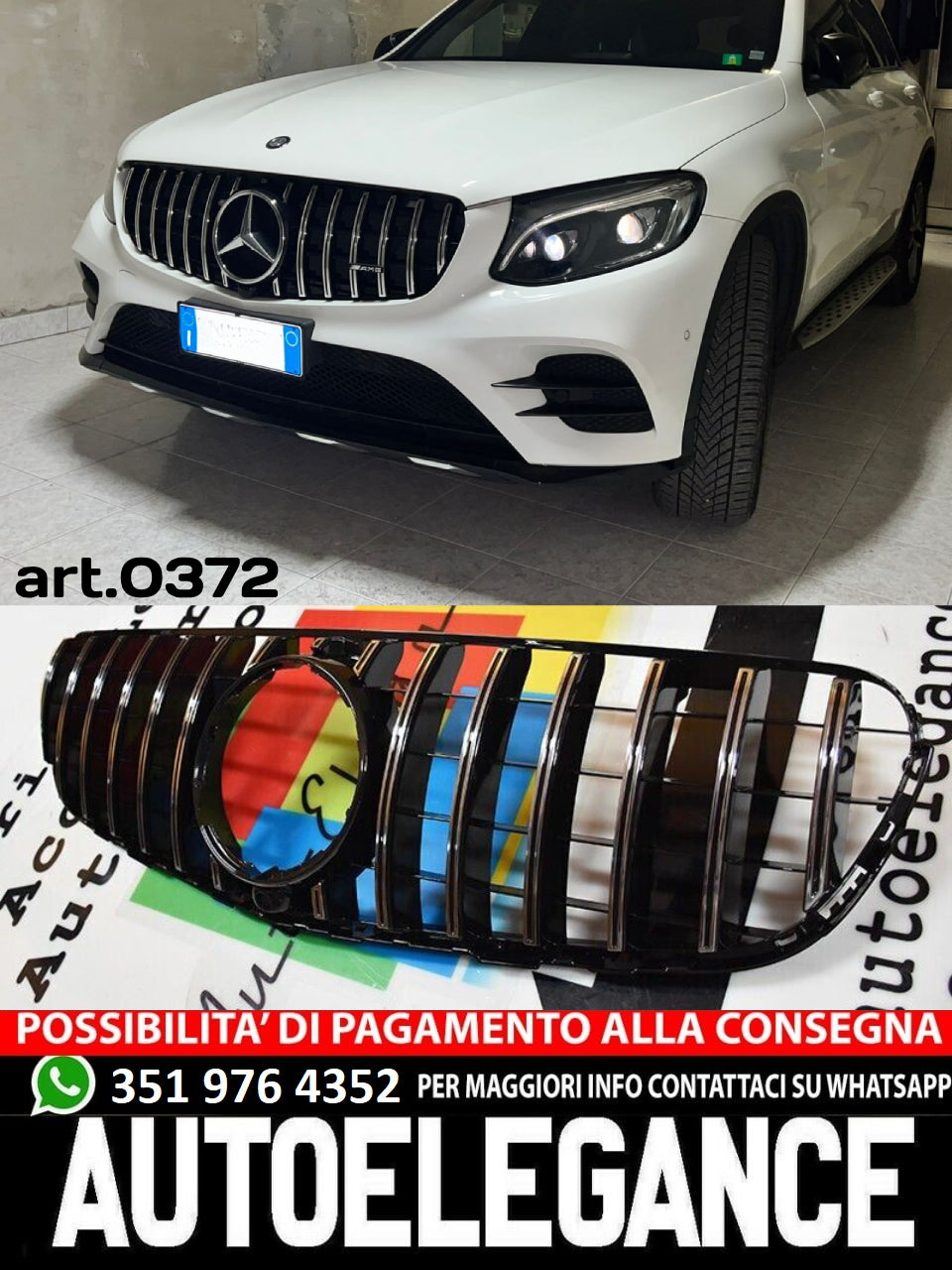 GRILLE SUITABLE FOR MERCEDES-BENZ GLC X253 C253 2015-2018 CHROME LOOK GT
