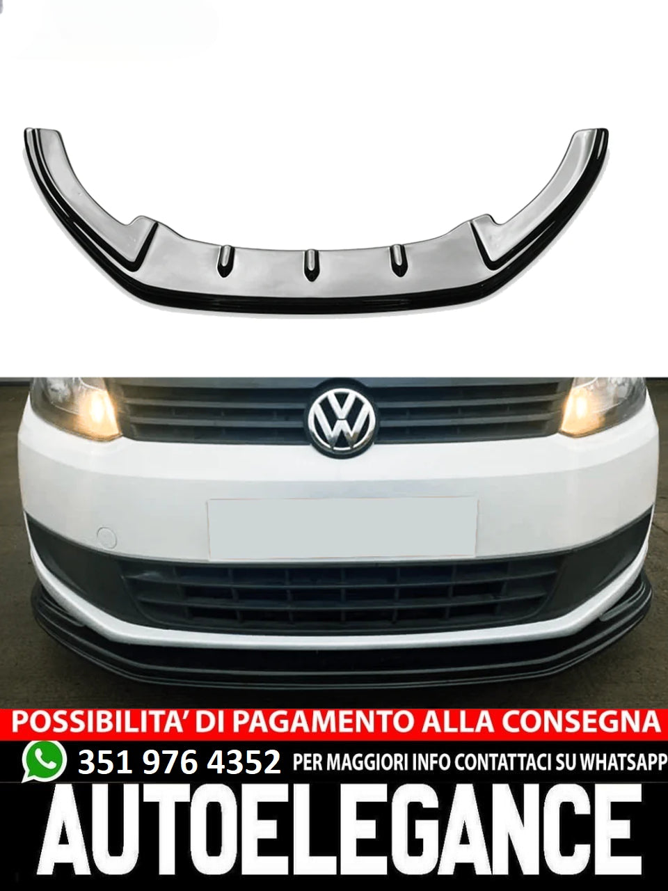 Splitter anteriore adatto per VW Volkswagen Caddy MK3 Facelift 2010-2015