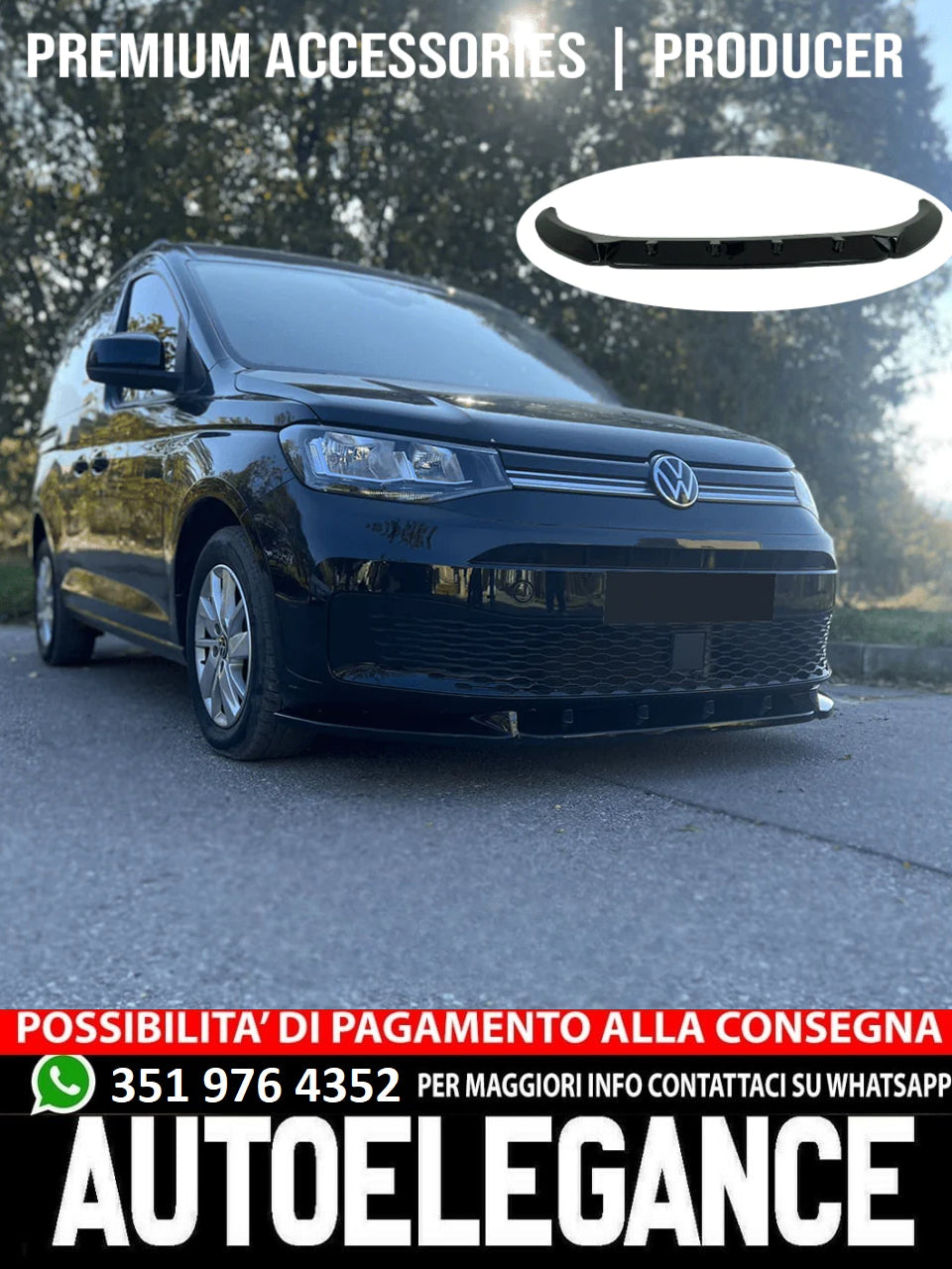 Splitter anteriore adatto per VW Volkswagen Caddy MK5 2021+