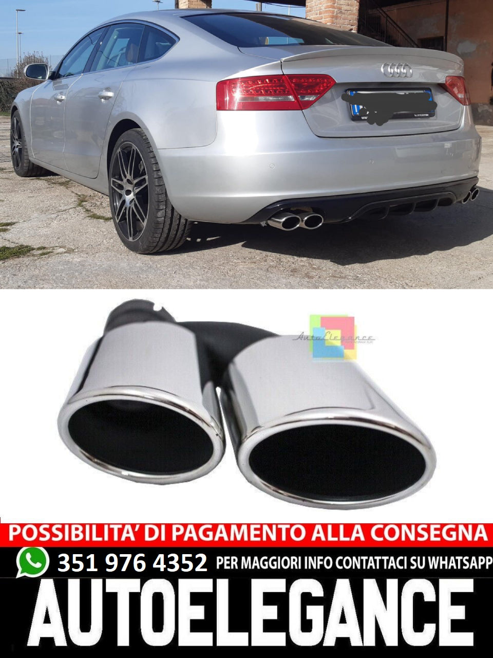 TERMINALI DI SCARICO ADATTO PER AUDI AUDI A6 4G C7 2010-2014 ACCIAIO LOOK S6