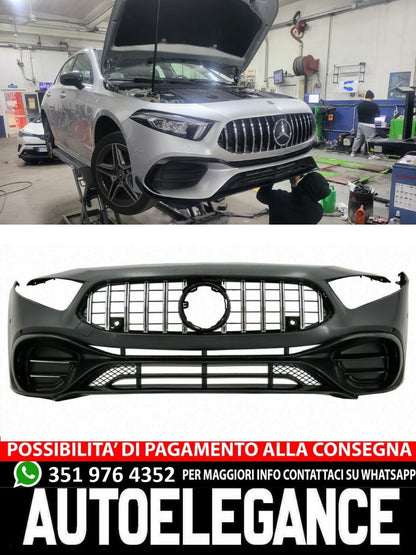 BUMPER SUITABLE FOR MERCEDES-BENZ A CLASS W177 AMG LOOK A45S + CHROME GRILLE 360 camera