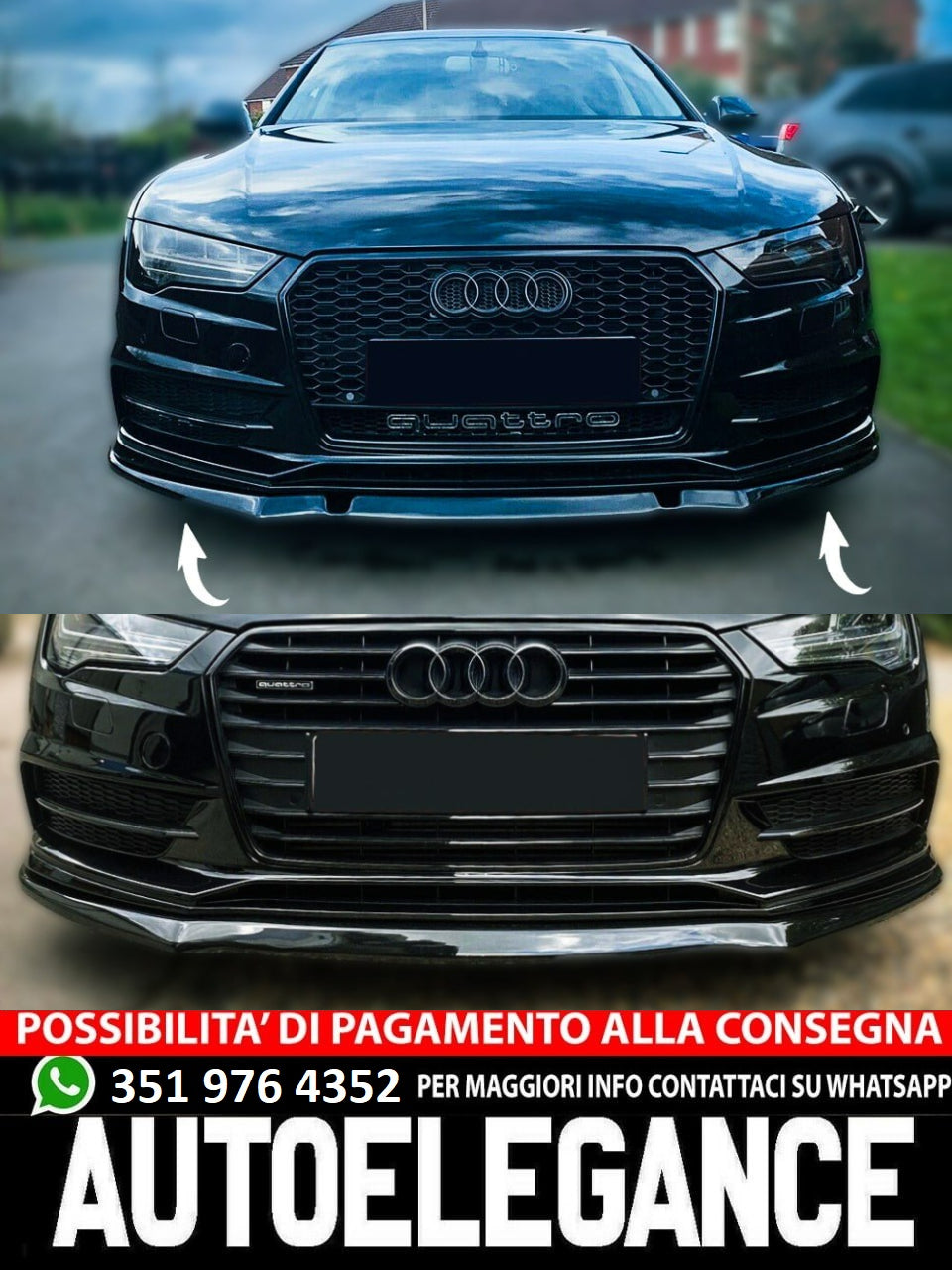 Splitter adatto per Audi S7 / A7 S-Line C7 FL 2014-2017 Front Splitter