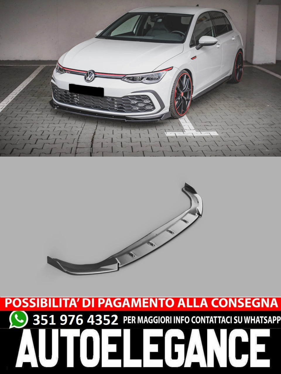 Splitter delantero versione 2 adatto per Volkswagen Golf MK 8 GTI/R Line 2020+