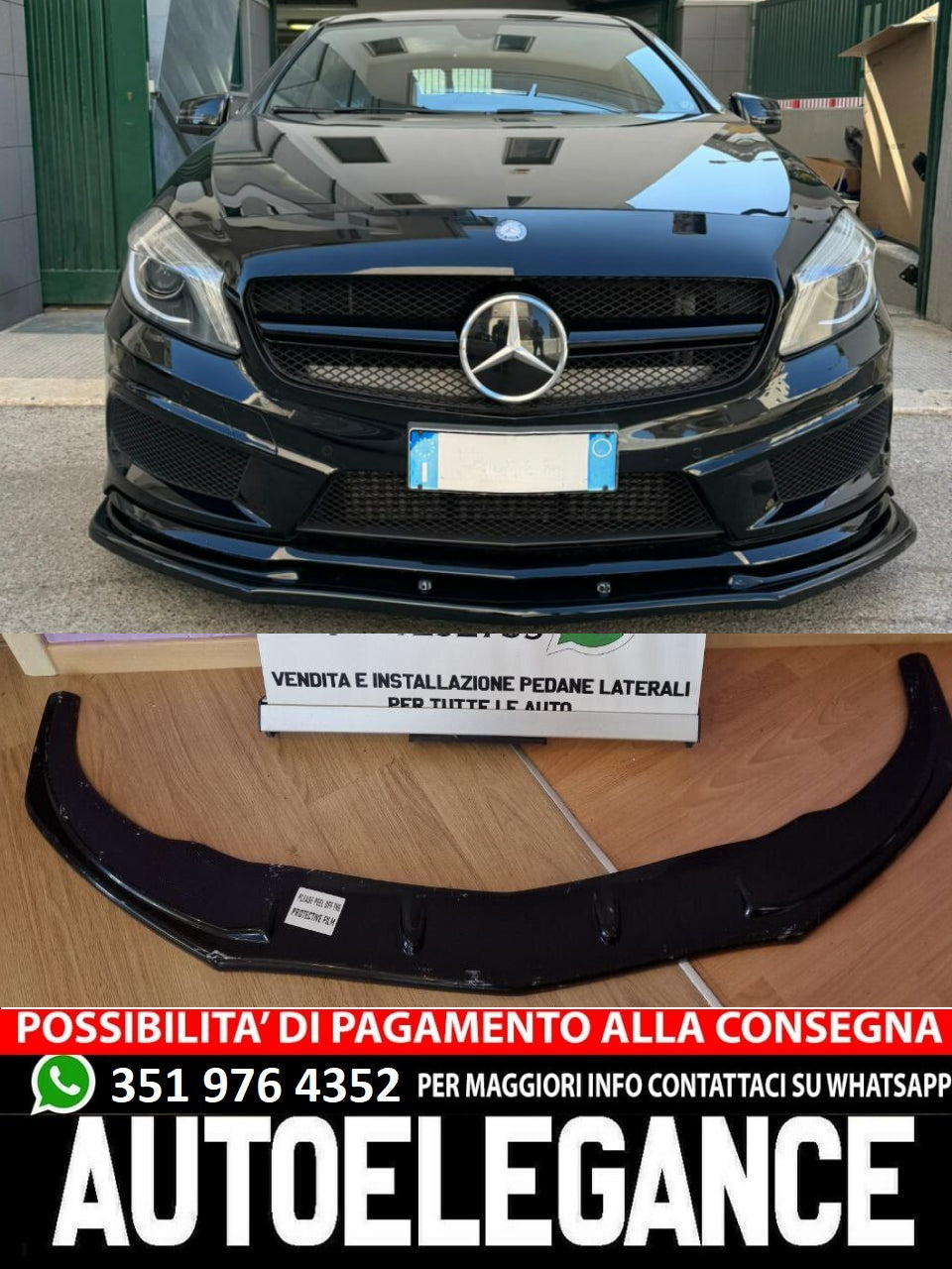 SPLITTER ADATTO PER MERCEDES W176 12-15 AMG A45 NERO LUCIDO