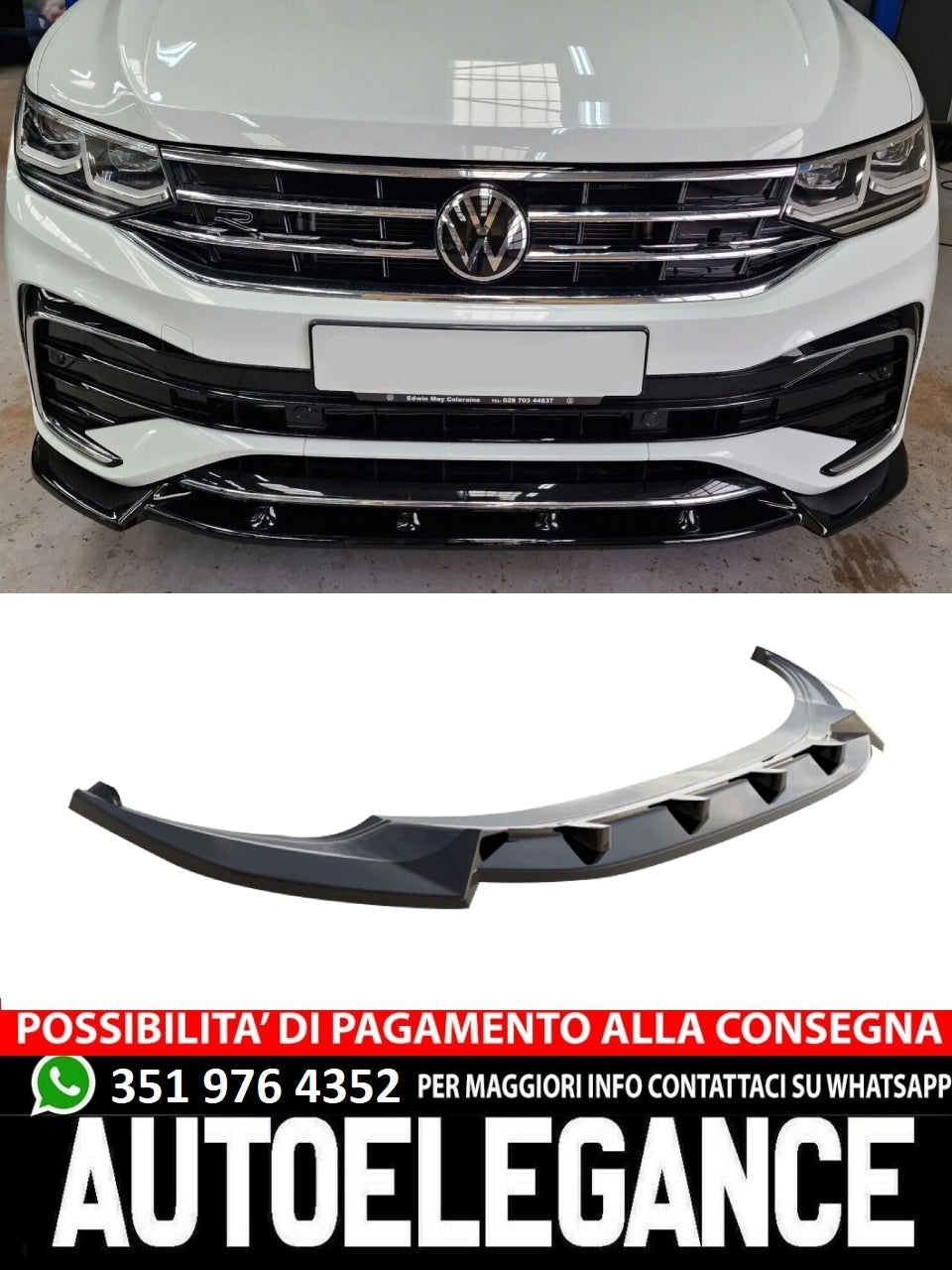 Splitter anteriore adatto per VW VOLKSWAGEN Tiguan MK2 R/R-Line Facelift 2020+