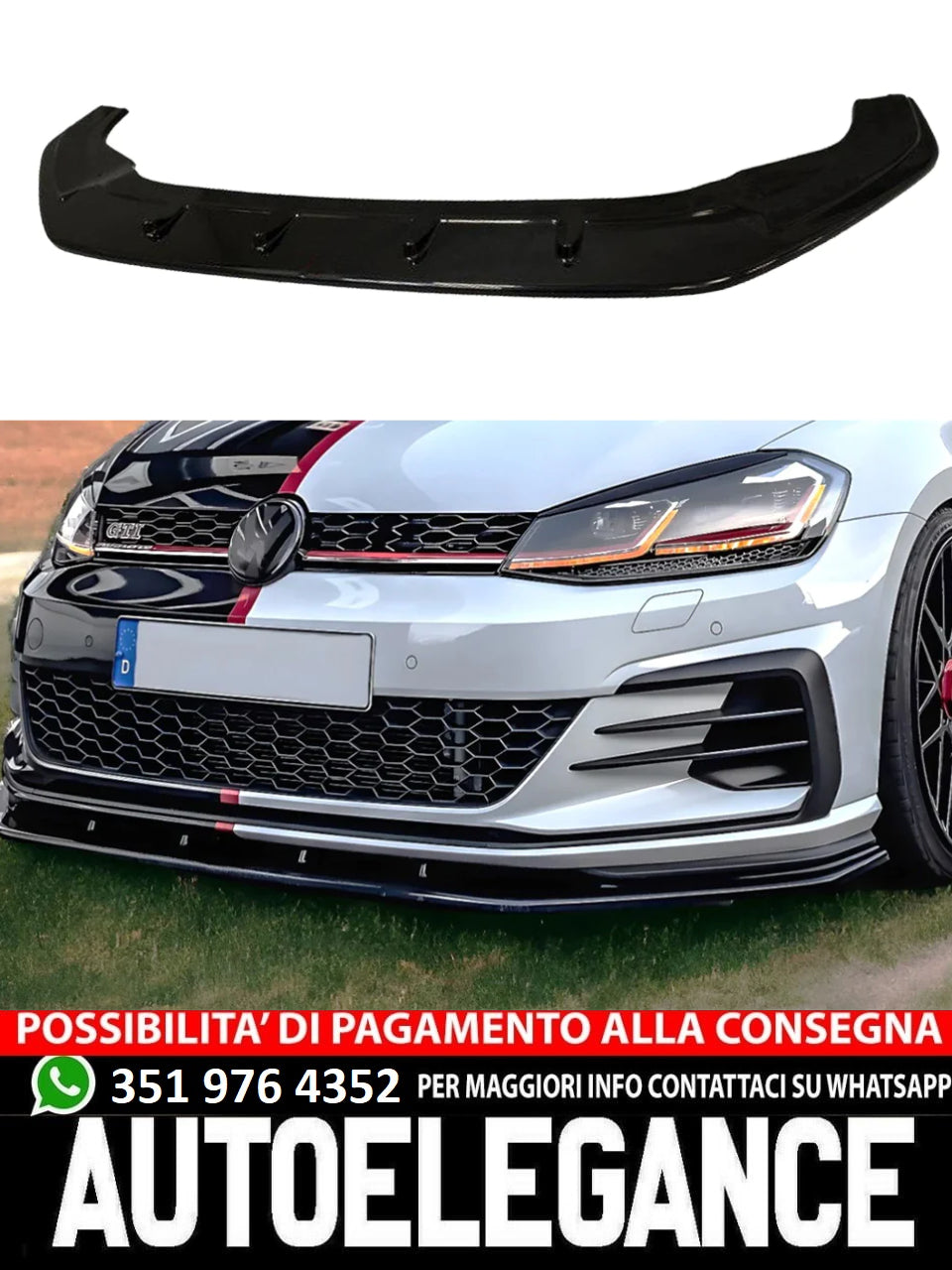 Splitter anteriore adatto per VW Volkswagen Golf MK 7.5 GTI 2017-2020