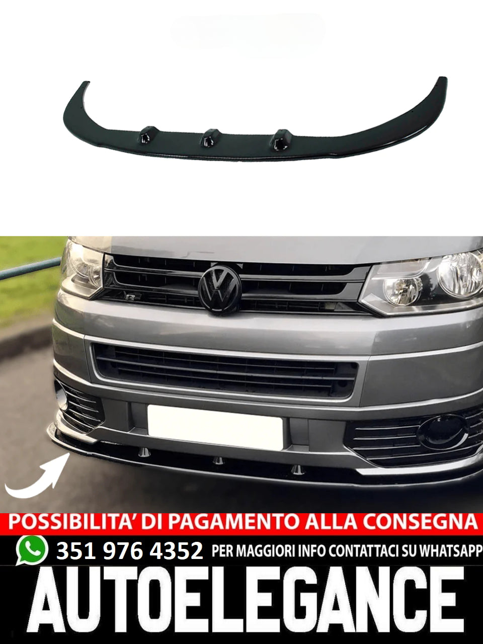 Splitter anteriore adatto per VW VOLKSWAGEN Transporter T5.1 2010-2015