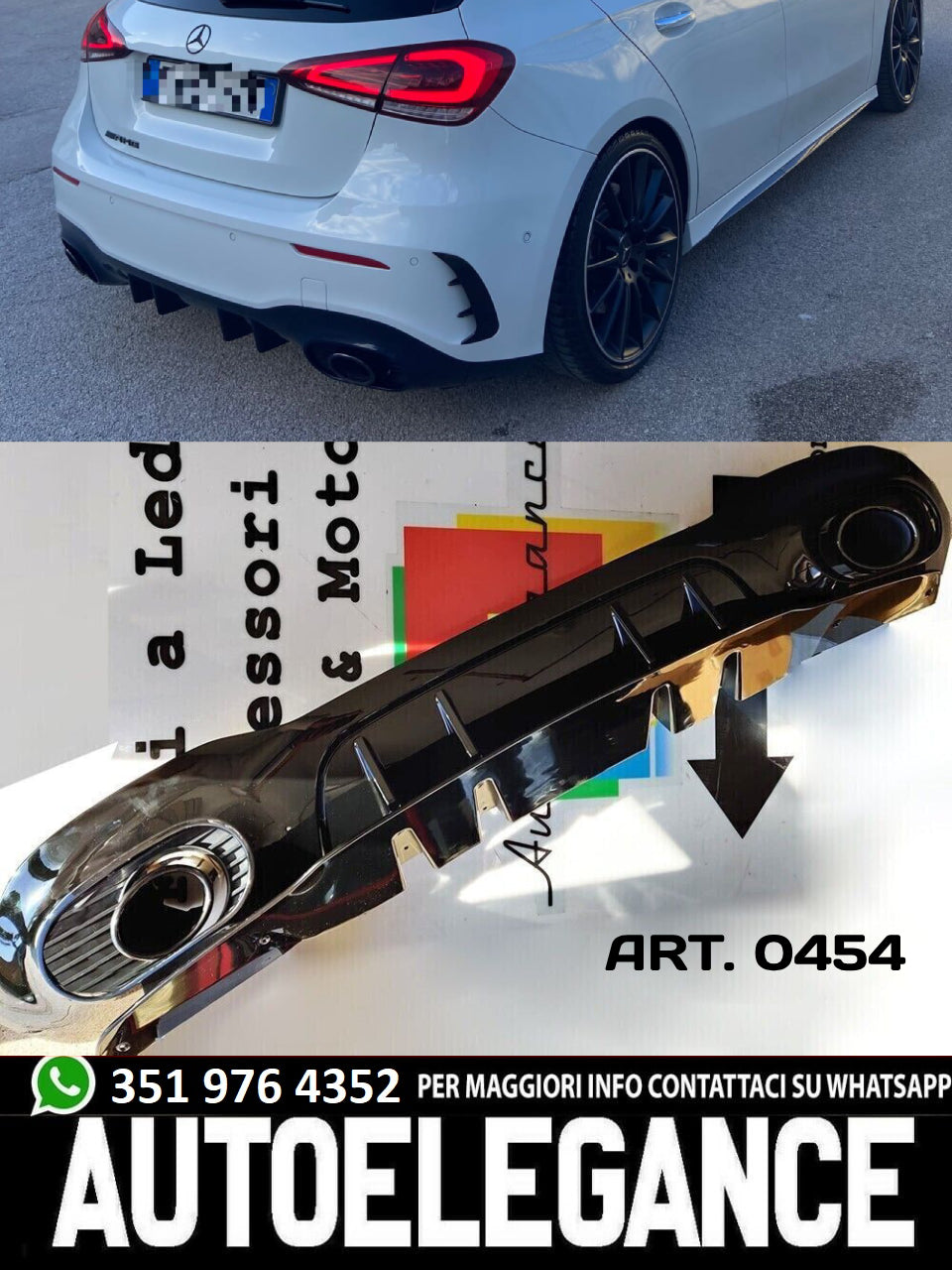 DIFFUSER SUITABLE FOR MERCEDES A CLASS W177 AMG + BLACK TERMINALS A35 LOOK