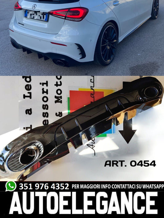 DIFFUSER SUITABLE FOR MERCEDES A CLASS W177 AMG + BLACK TERMINALS A35 LOOK