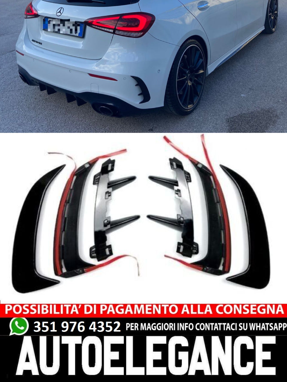 AMG LOOK AERO FLAPS BLACK rear suitable for Mercedes A-Class W177