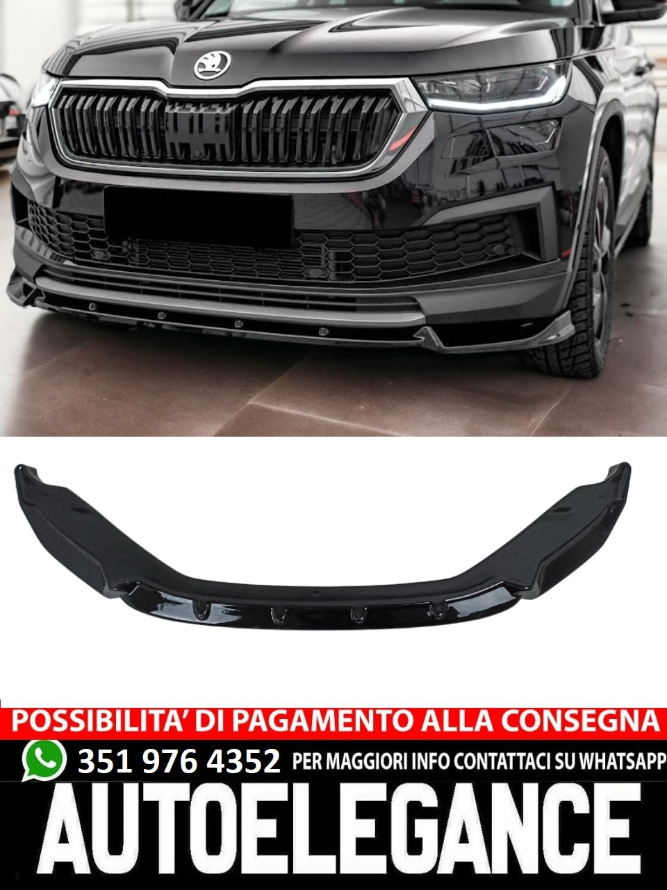 Splitter anteriore adatto per SKODA Kodiaq Mk1 Facelift 2021+
