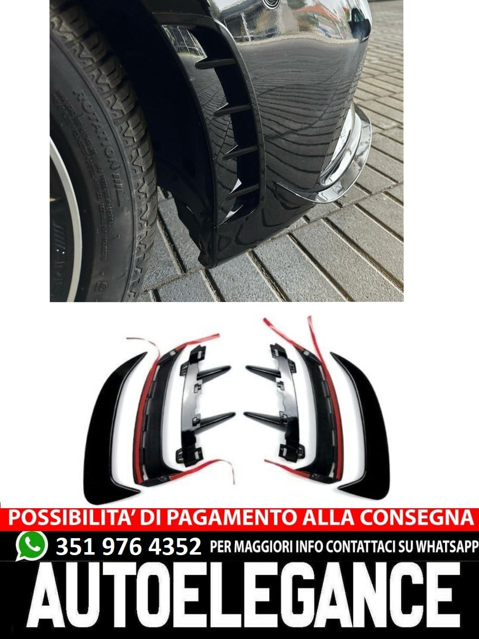 AMG LOOK AERO FLAPS NERO posteriore adatto per Mercedes Classe A W177