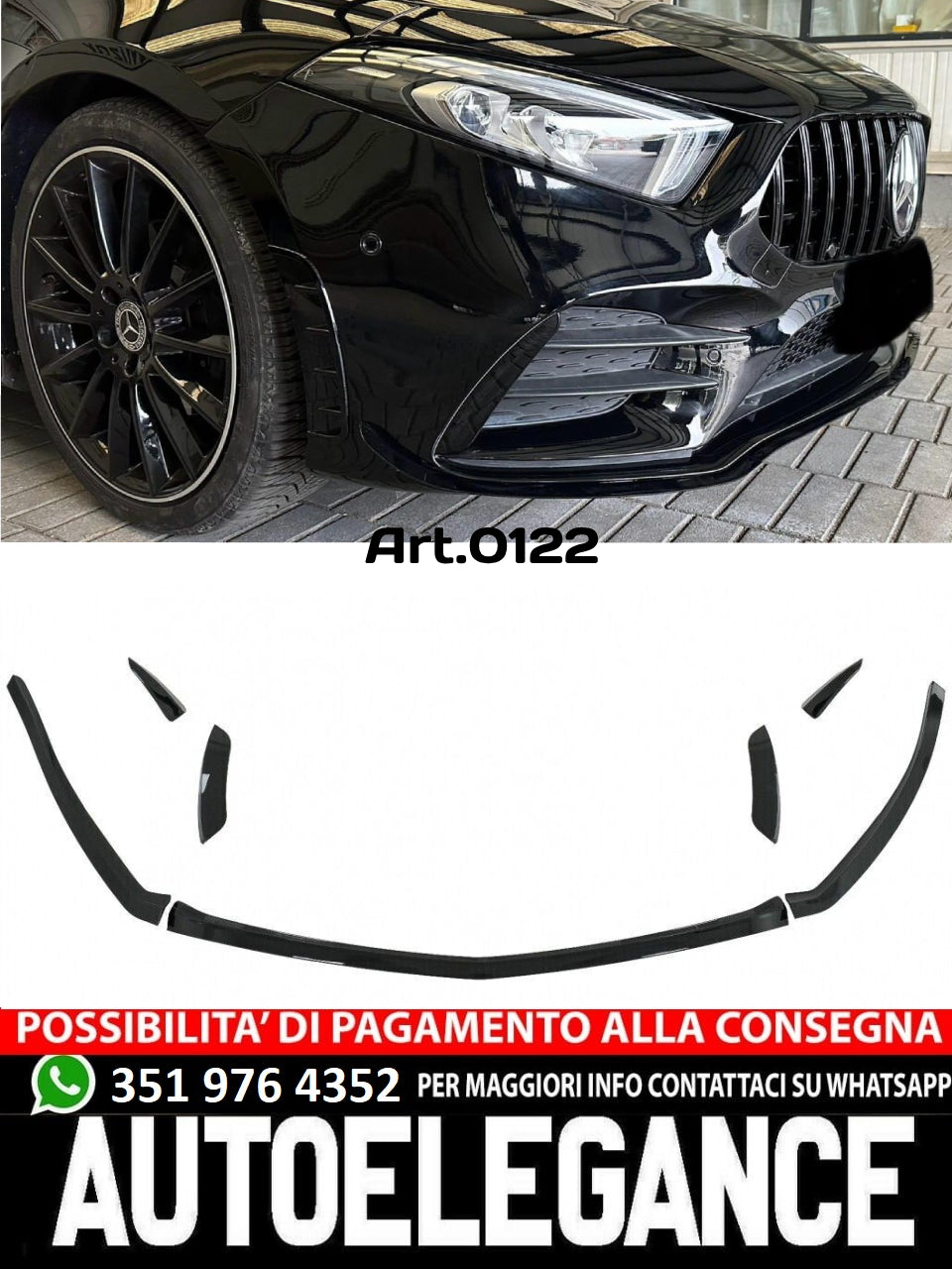 AERO KIT SUITABLE FOR MERCEDES A CLASS W177 AMG WITH GLOSSY BLACK MUSTACHE (ADHESIVE) 