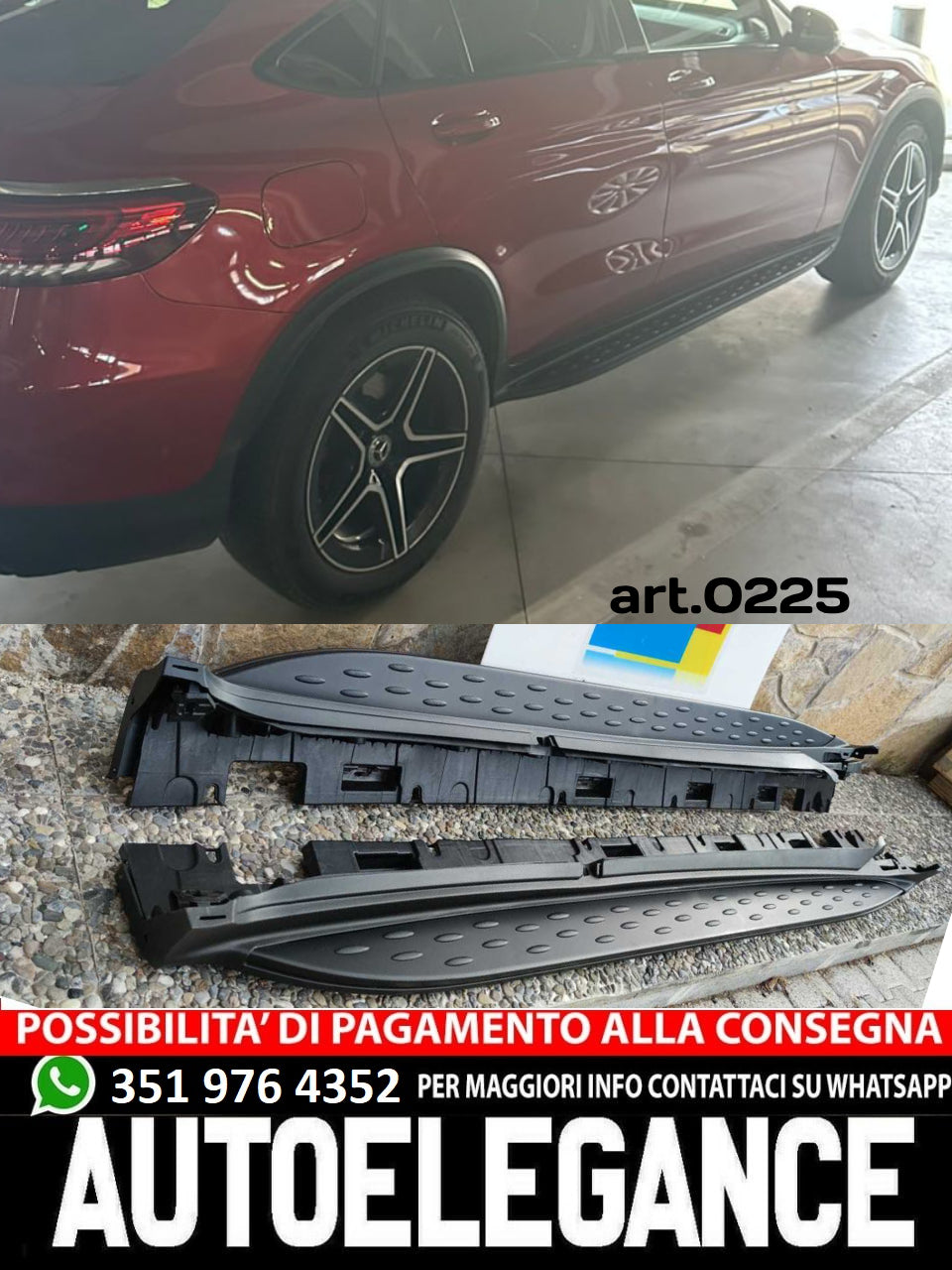 PEDANE LATERALI SOTTOPORTA PER MERCEDES GLC X253 C253 COUPE SUV NERO AMG black 0
