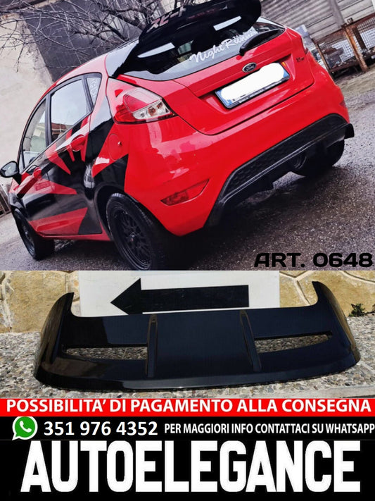 ROOF SPOILER SUITABLE FOR FORD FIESTA MK7 2008-2017 ST LOOK GLOSSY BLACK + 3RD STOP 