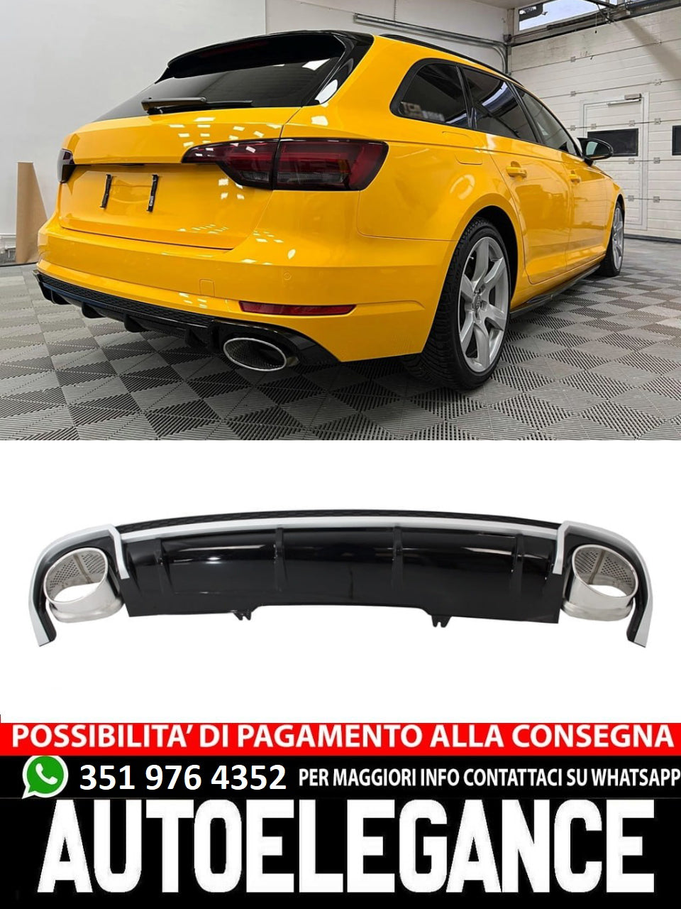 Rear diffuser suitable for Audi A4 B9 8W sedan + Avant RS4 look 