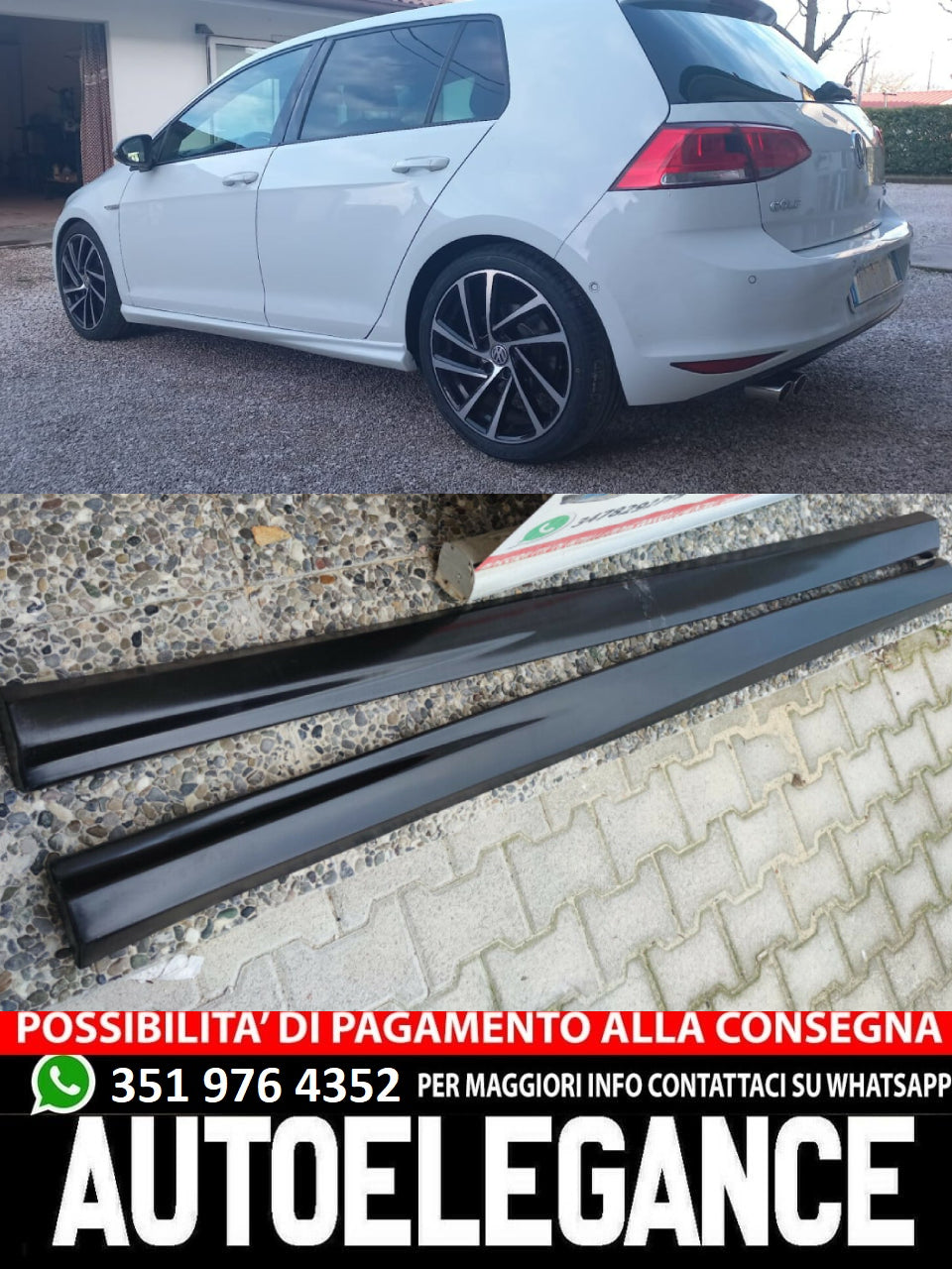 VW GOLF 7 VII 2012-2019 MINIGONNE SPORTIVE LATERALI SOTTO PORTA IN ABS TUNING