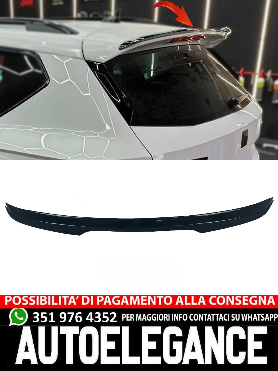 Spoiler adatto per CUPRA Ateca 2018+ nero lucido