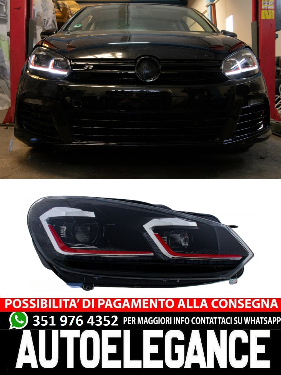 Fari a LED adatti per VW Golf 6 VI (2008-2013) con Facelift G7.5 GTI Look Red
