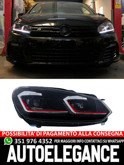 Fari a LED adatti per VW Golf 6 VI (2008-2013) con Facelift G7.5 GTI Look Red