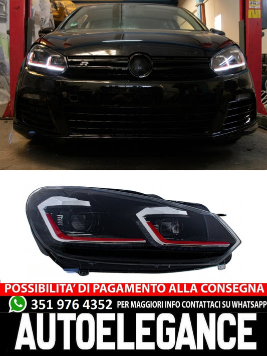 LED headlights suitable for VW Golf 6 VI (2008-2013) with Facelift G7.5 GTI Look Red