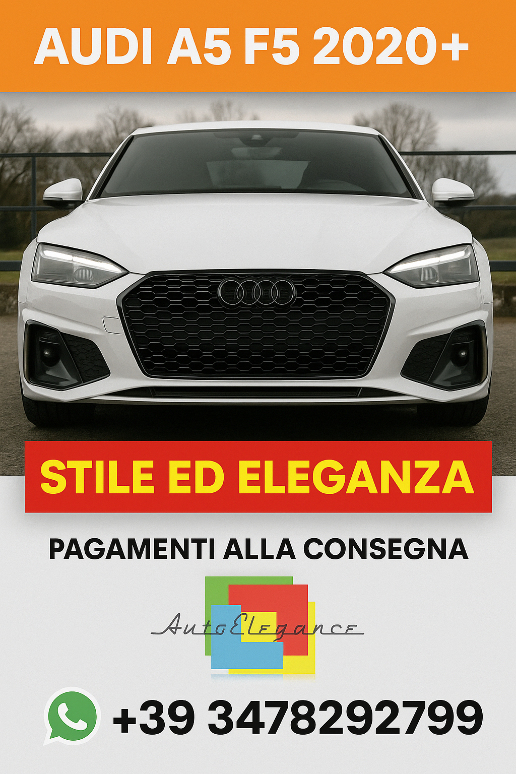 ⭐GRIGLIA ADATTO PER AUDI A5 F5 2020+ PER PARAURTI RS AFTERMARKET⭐
