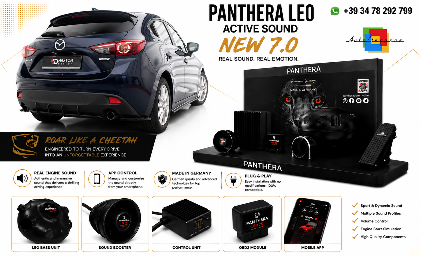 💕ART.2672 PANTHERA Soundsystem Booster 7.0-Mazda 3 Mk3💕