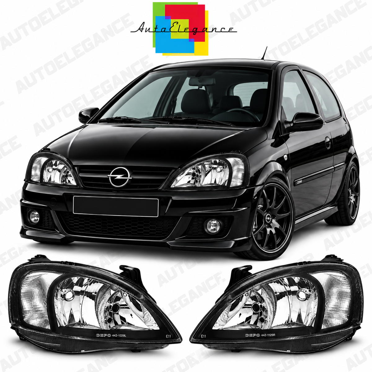 ART.10996 FARI ANTERIORI ADATTO PER OPEL CORSA C 00-06 NERO