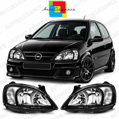 ART.10996 FARI ANTERIORI ADATTO PER OPEL CORSA C 00-06 NERO