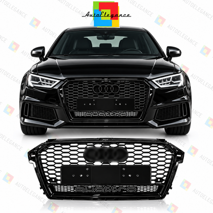 💕 ART.0966 GRIGLIA AUDI A1 8X LIFT 2016-2018 LOOK RS1 QUATTRO NERO LUCIDO💕