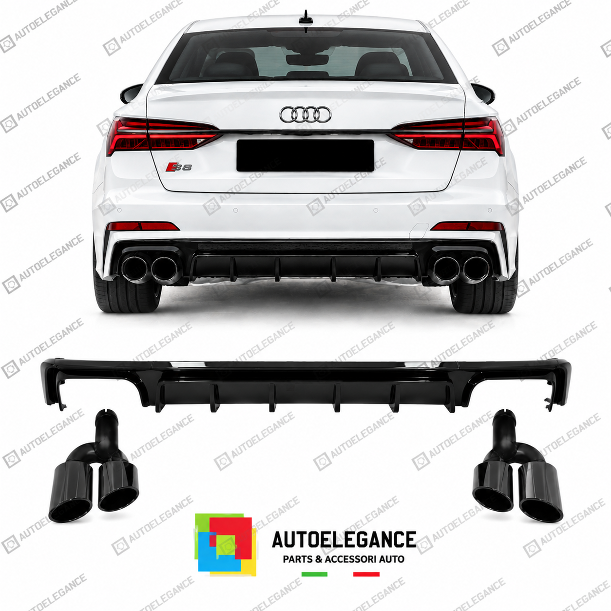 DIFFUSORE AUDI A6 A6 AVANT 18-22 LOOK S6 NERO LUCIDO