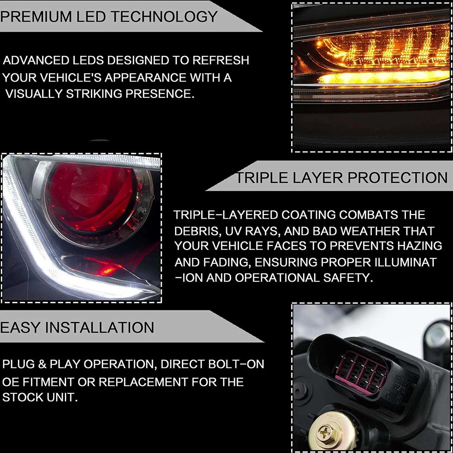 Double Beam Headlights for Volkswagen Jetta / Sagitar (NOT GLI) 2012-2018 (Bulbs Not Included) 