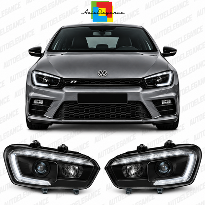 ART.10777  FARI ANTERIORI ADATTO PER  VW SCIROCCO 08-04.14 NERO