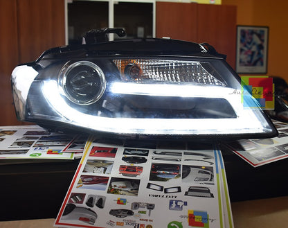 Headlights suitable for Audi A4 B8 8K (2008-2011) LED Daytime Running Light Bar Xenon Design 