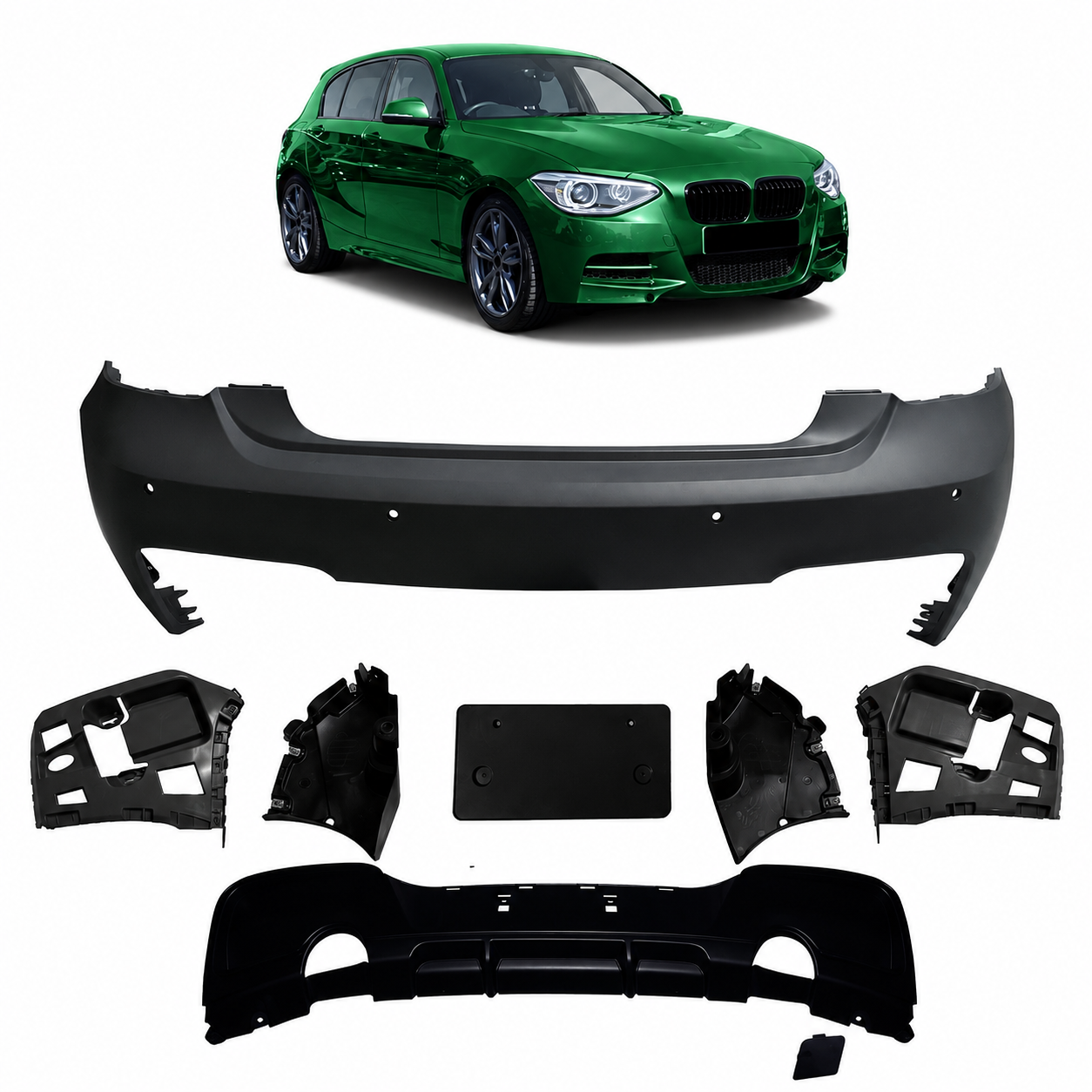 👉Paraurti posteriore sport con diffusore adatto per BMW Serie 1 F20 F21 11-15👈