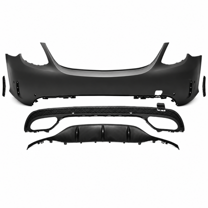💕PARAURTI POSTERIORE MERCEDES CLASSE C W205 14-18 LOOK C63 + TERMINALI💕