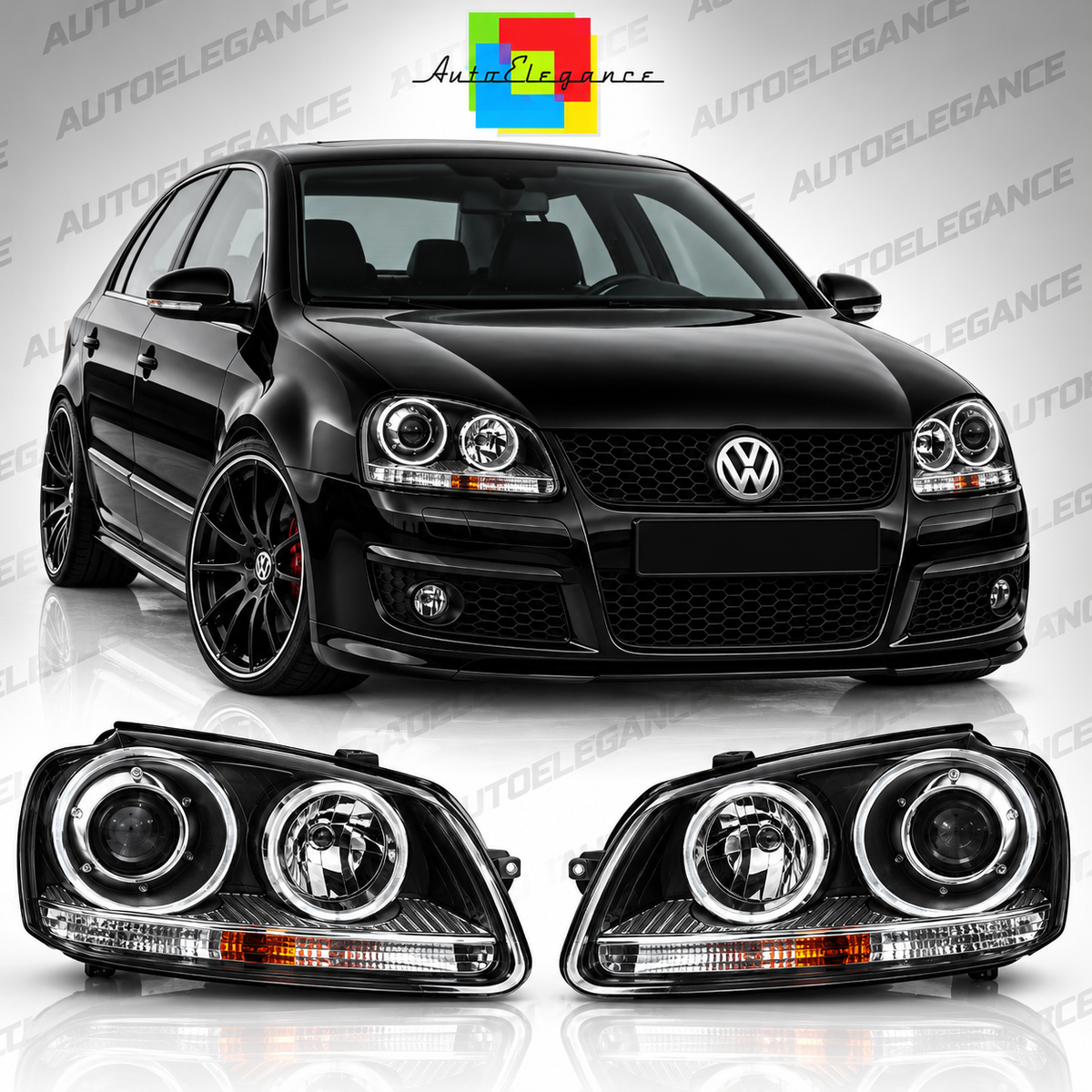 ART.6551 FARI ANTERIORI ADATTO PER  VW GOLF 5 2003-2009 SPORT NERI