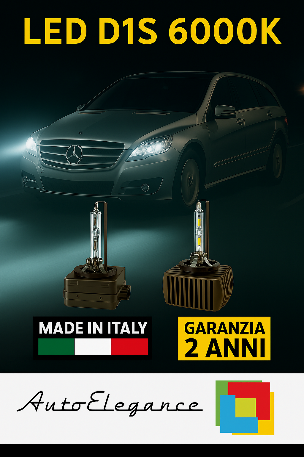 ❤️ KIT LED D1S 6000K BIANCO GHIACCIO ANABBAGLIANTI PER  MERCEDES CLASSE R❤️