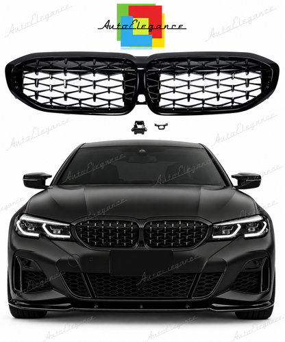 👉Griglia anteriore per BMW Serie 3 (G20, G21) Nero lucido diamantato👈